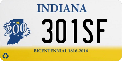 IN license plate 301SF