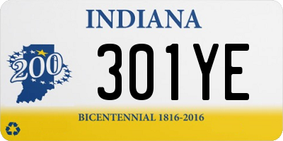 IN license plate 301YE