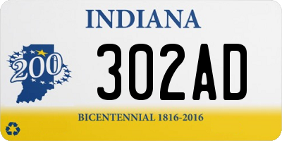 IN license plate 302AD