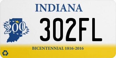 IN license plate 302FL