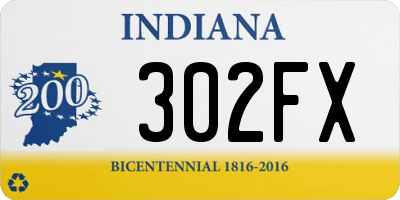 IN license plate 302FX