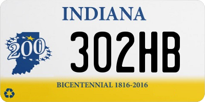 IN license plate 302HB