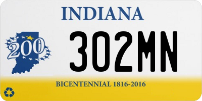 IN license plate 302MN