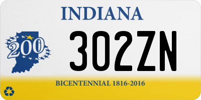 IN license plate 302ZN