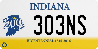 IN license plate 303NS
