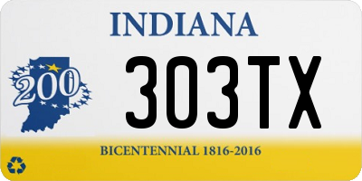 IN license plate 303TX