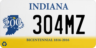 IN license plate 304MZ