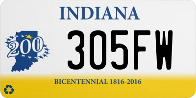 IN license plate 305FW