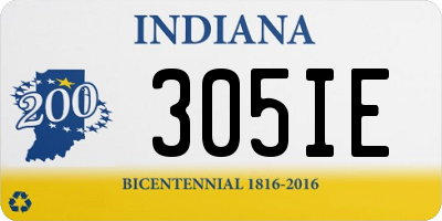 IN license plate 305IE