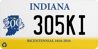 IN license plate 305KI