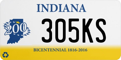 IN license plate 305KS