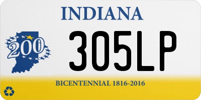 IN license plate 305LP