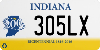 IN license plate 305LX