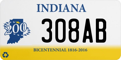 IN license plate 308AB