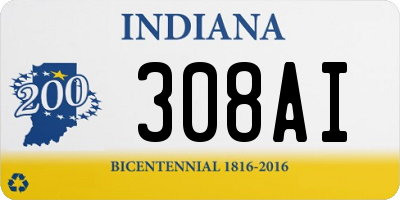 IN license plate 308AI