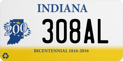 IN license plate 308AL