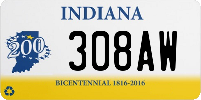 IN license plate 308AW