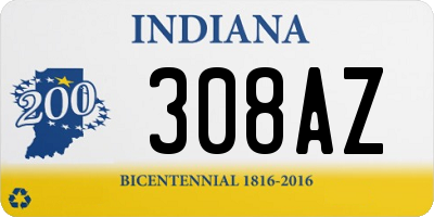 IN license plate 308AZ