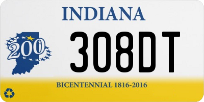 IN license plate 308DT