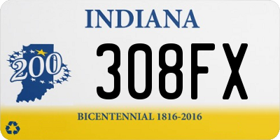 IN license plate 308FX