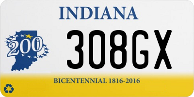 IN license plate 308GX