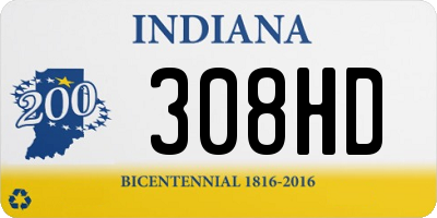 IN license plate 308HD