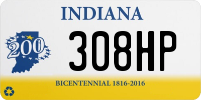 IN license plate 308HP