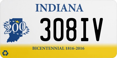 IN license plate 308IV