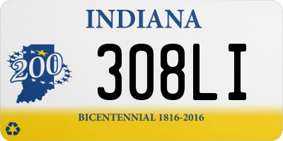 IN license plate 308LI