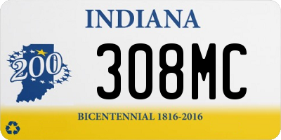 IN license plate 308MC