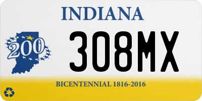 IN license plate 308MX