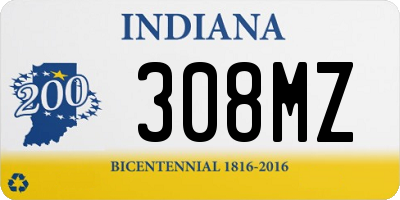 IN license plate 308MZ