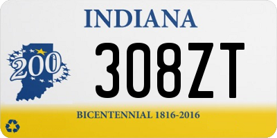 IN license plate 308ZT
