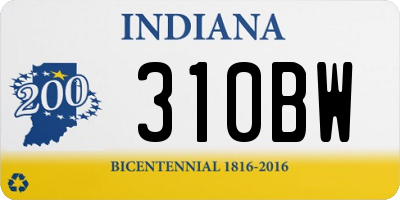 IN license plate 310BW