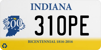 IN license plate 310PE