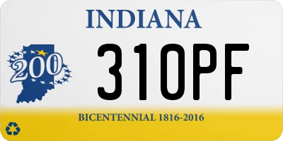 IN license plate 310PF