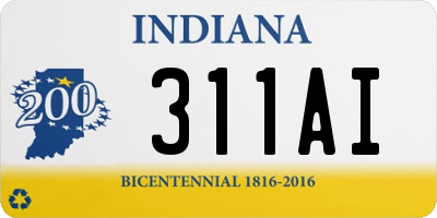 IN license plate 311AI