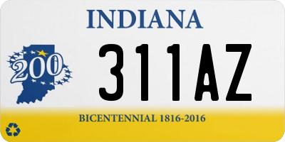 IN license plate 311AZ