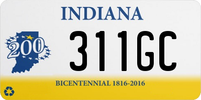 IN license plate 311GC