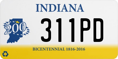 IN license plate 311PD