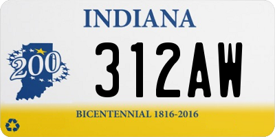 IN license plate 312AW