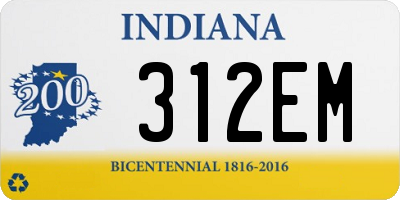 IN license plate 312EM