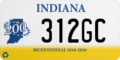 IN license plate 312GC