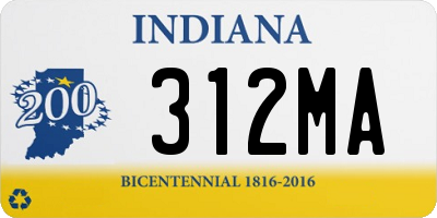 IN license plate 312MA