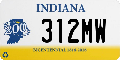 IN license plate 312MW