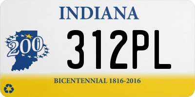 IN license plate 312PL