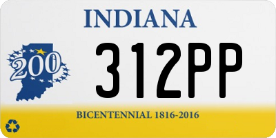 IN license plate 312PP