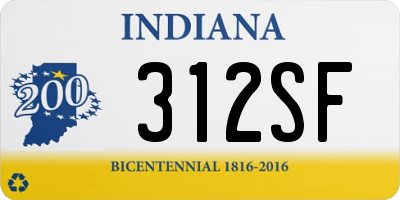 IN license plate 312SF