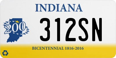 IN license plate 312SN