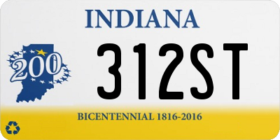 IN license plate 312ST